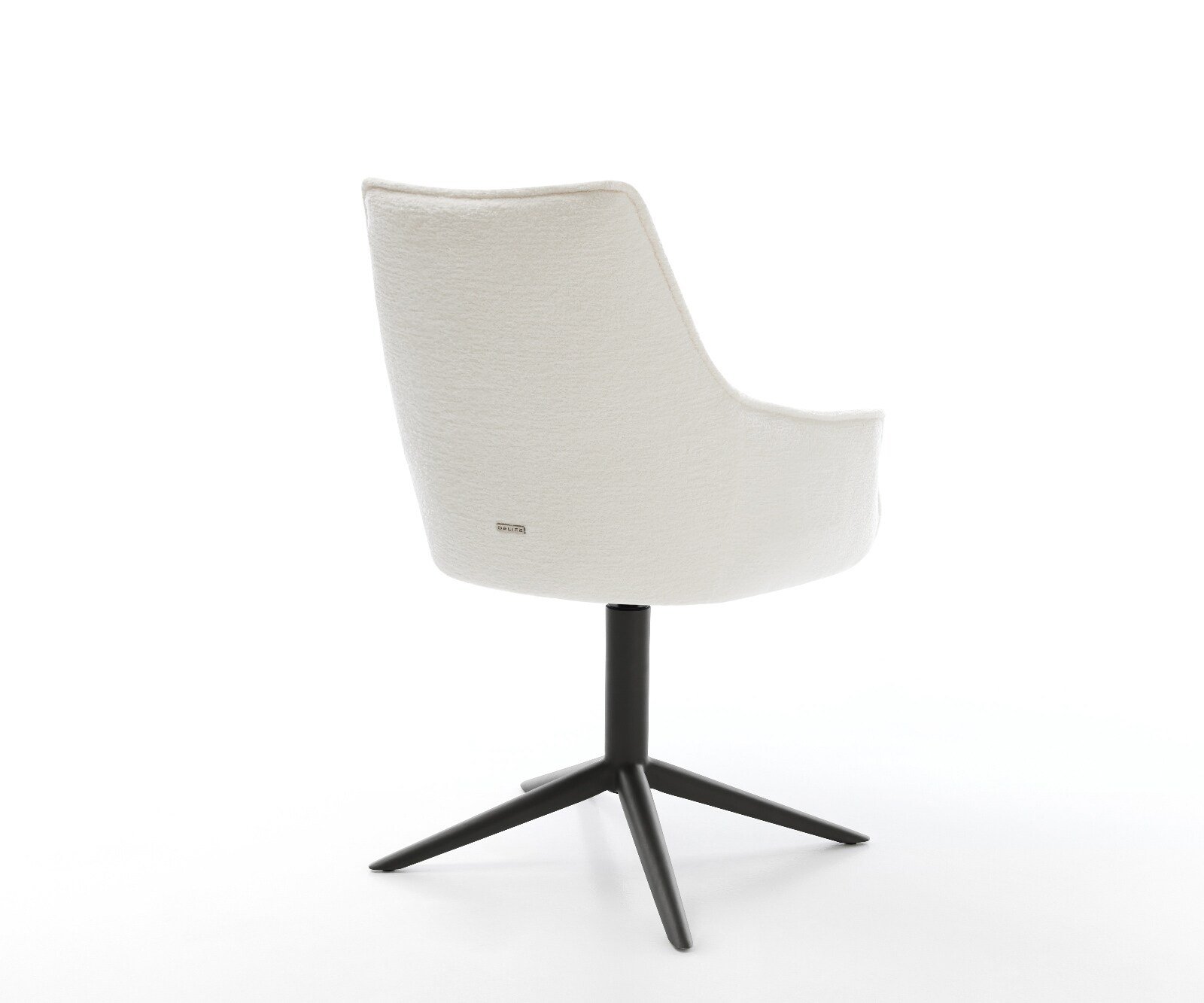 Drehstuhl Alja-Flex mit Armlehnen Bouclé Soft Beige Fußkreuz Schwarz 360° drehbar Wippfunktion Taschenfederkern 5