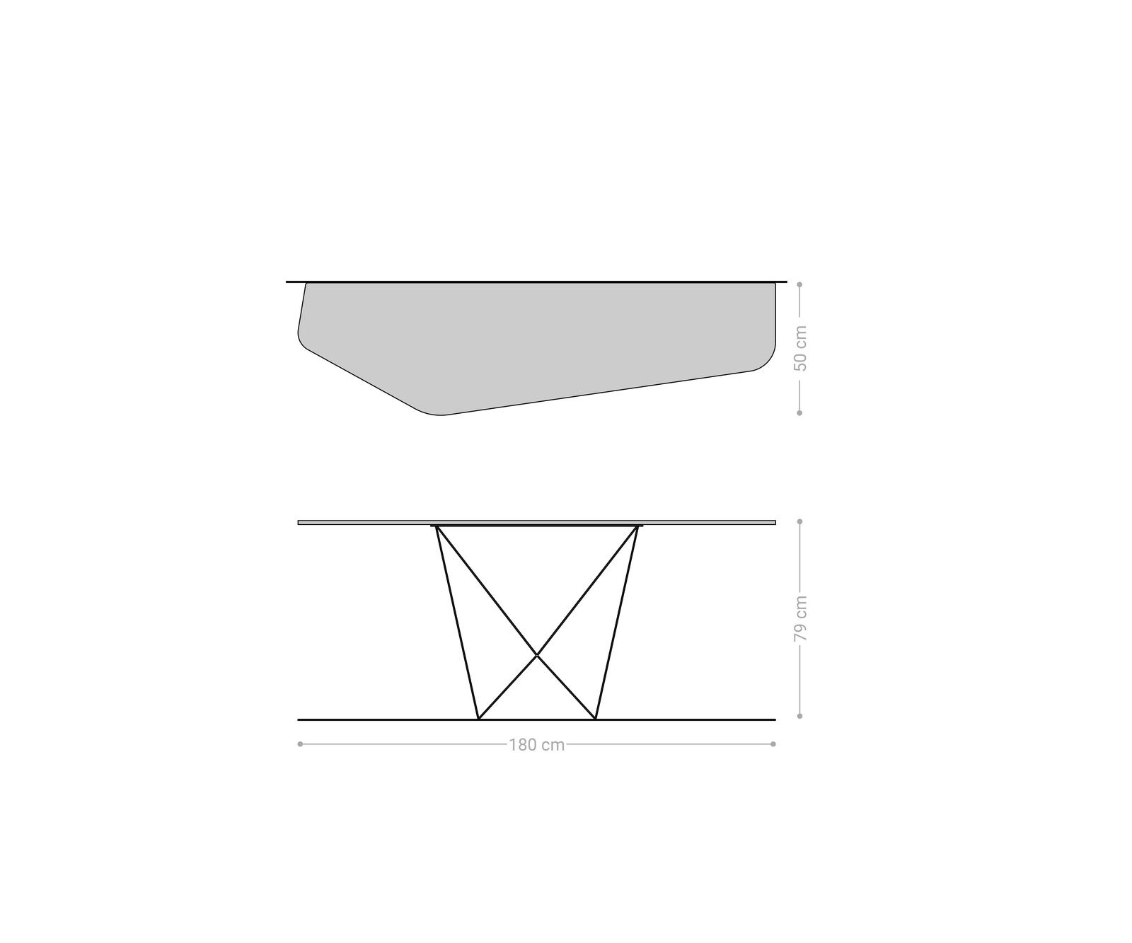 Konsolentisch Edge Polygonal 180x50 cm Keramik Onyx Pearl Spios Metall Effektfinish Titan 8