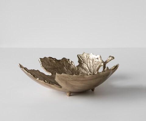 Coupe décorative Folia l41 x P38 x H12 cm Aluminium Champagner Faite main
