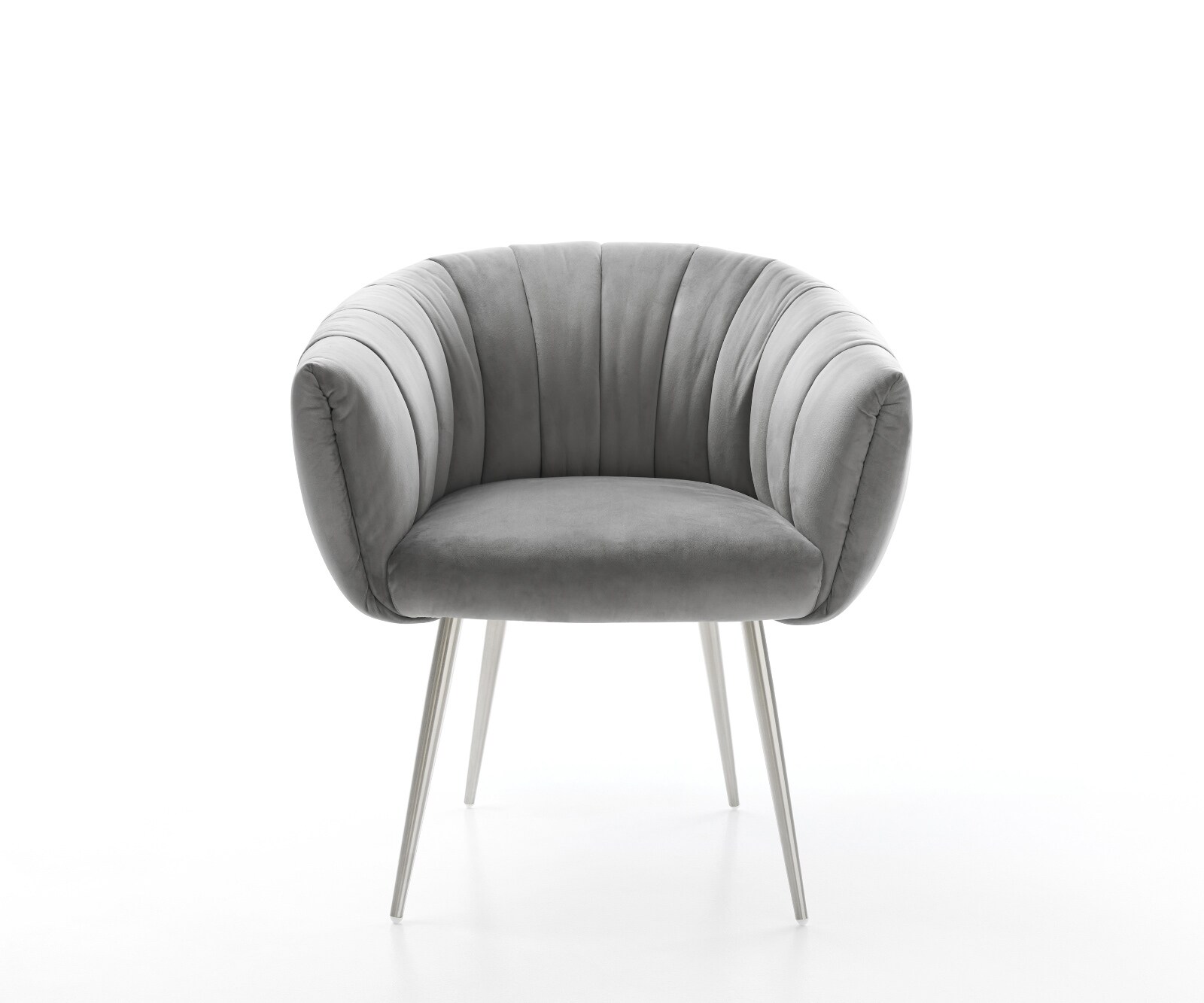 Esszimmerstuhl Jada-Flex Samt Grau 4-Fuß konisch Edelstahl Taschenfederkern 1