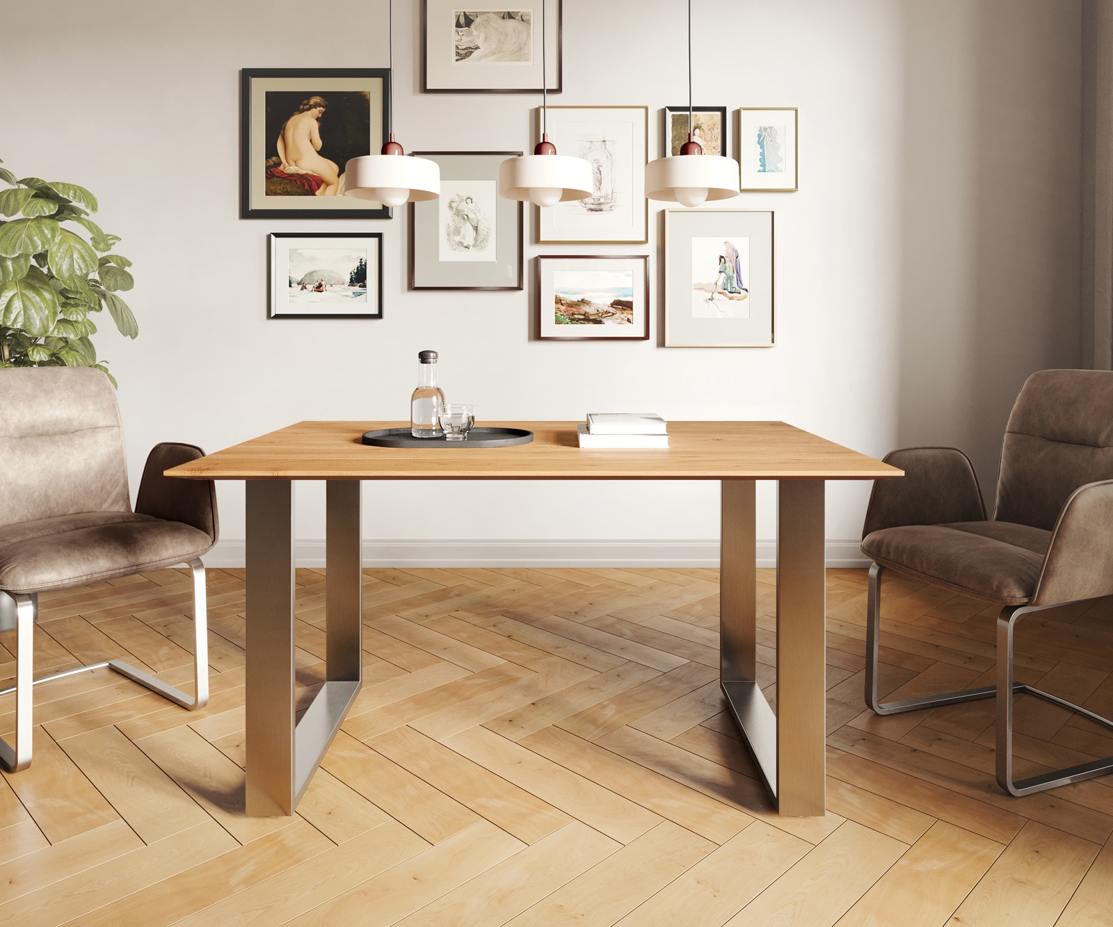 Esstisch Edge 140x90 Akazie Natur Edelstahl Schmal Schweizer Kante 1 Esstisch Edge 140x90 Akazie Natur Edelstahl Schmal Schweizer Kante 1