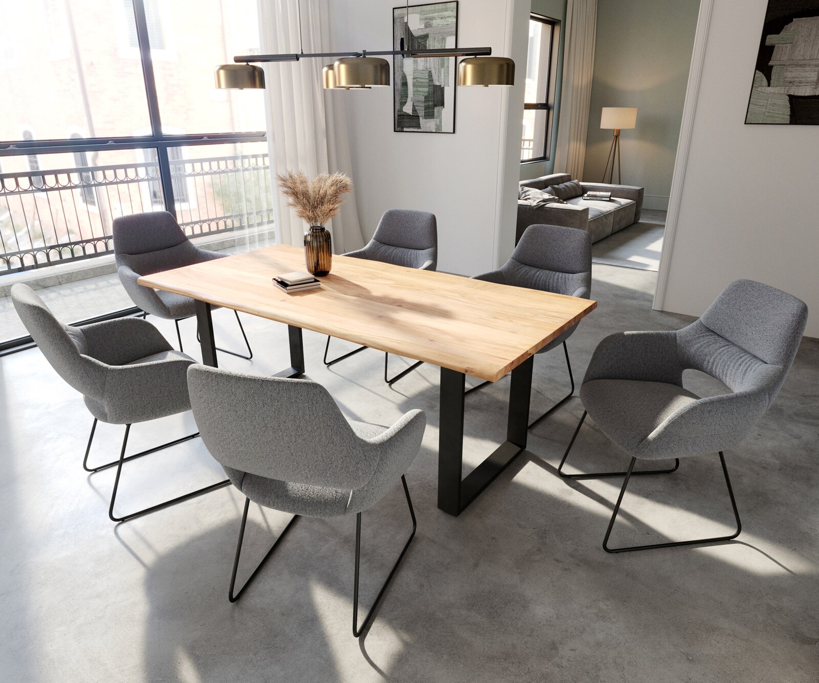 Esszimmerstuhl Yago-Flex mit Armlehnen Strukturstoff Hellgrau Kufengestell Schwarz Taschenfederkern 3 Esszimmerstuhl Yago-Flex mit Armlehnen Strukturstoff Hellgrau Kufengestell Schwarz Taschenfederkern 3