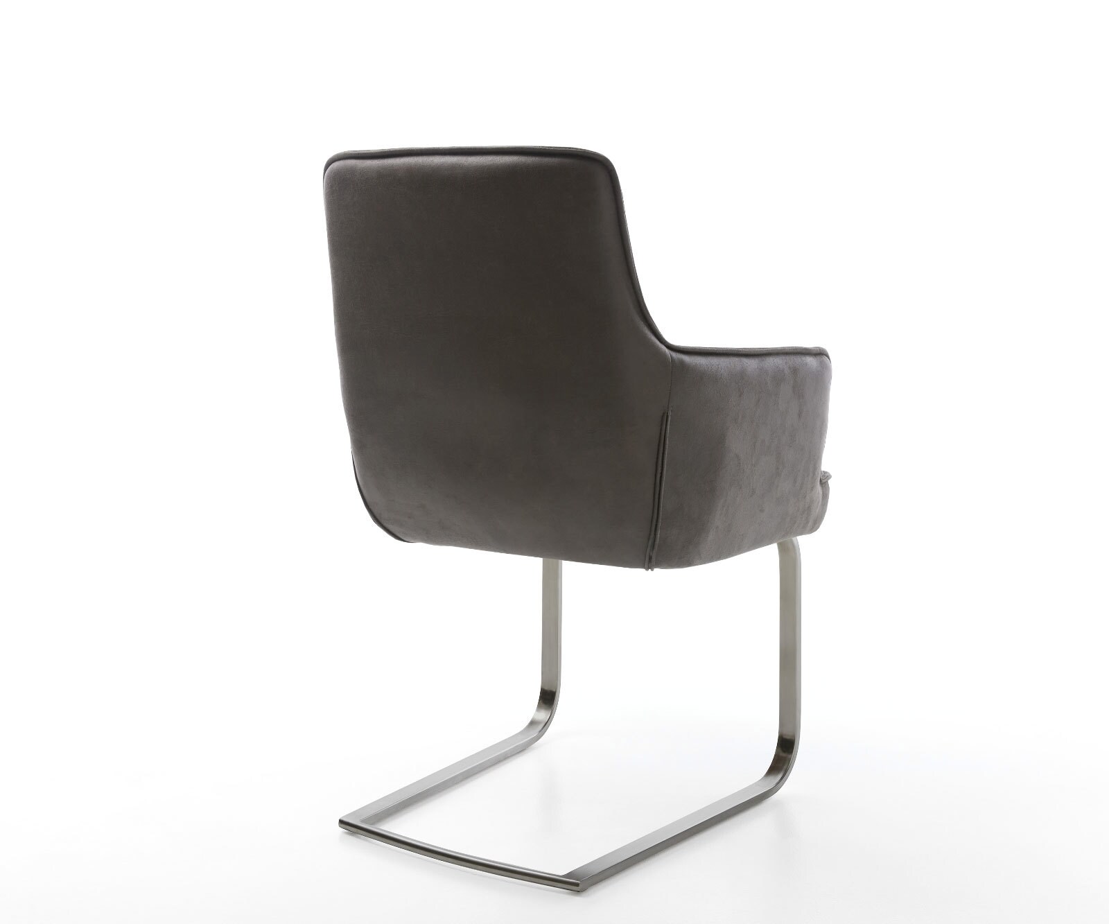 Freischwinger Heira-Flex mit Armlehnen Mikrofaser Anthrazit Vintage Freischwinger flach Graphit Taschenfederkern 4