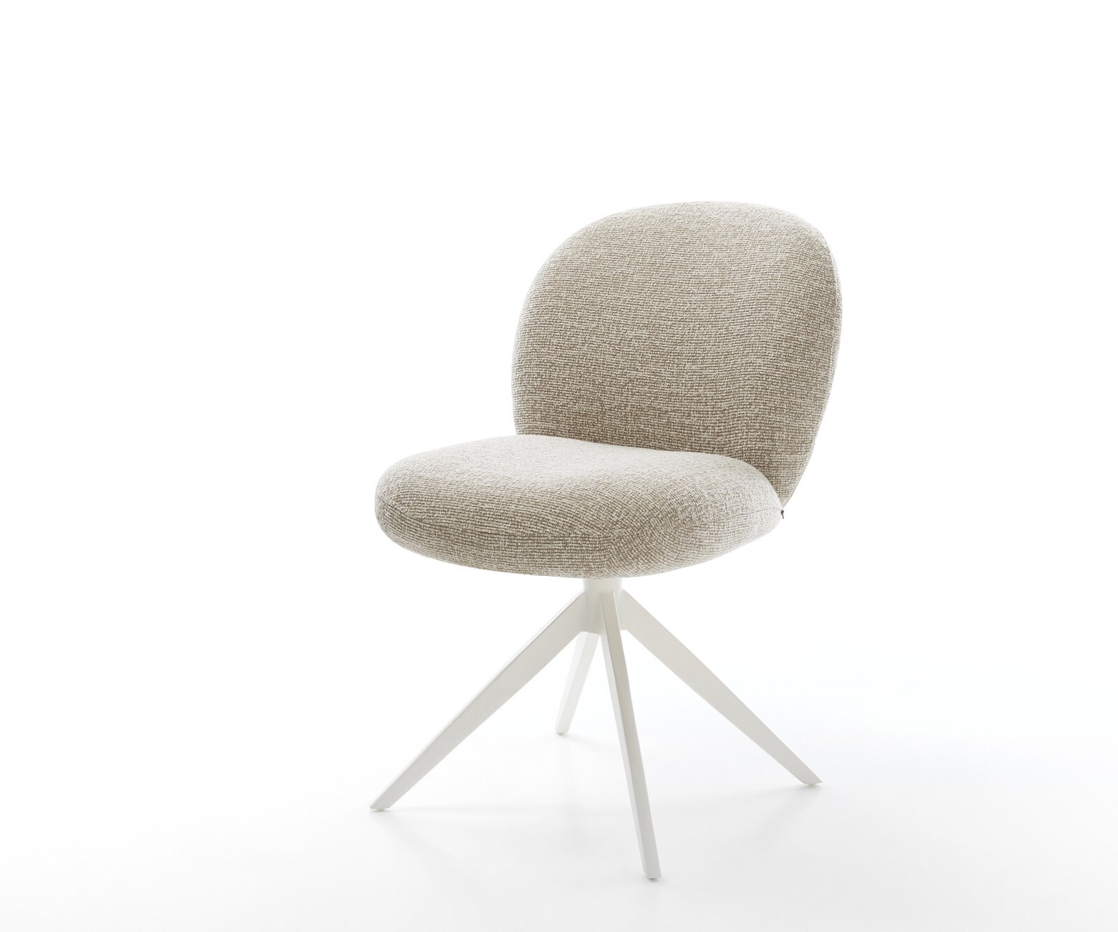 Drehstuhl Nube-Flex Webstoff Soft Beige Kreuzgestell breit Weiß 360° drehbar Wippfunktion Taschenfederkern