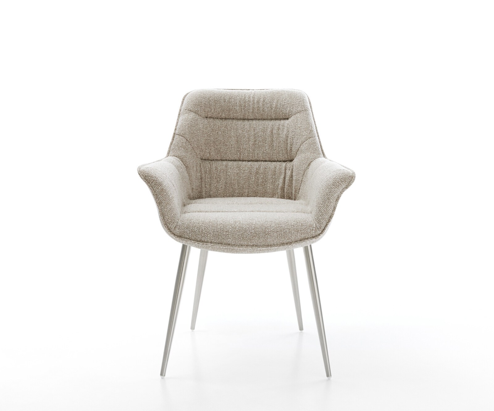 Esszimmerstuhl Kaira-Flex Webstoff Soft Beige 4-Fuß konisch Edelstahl 1