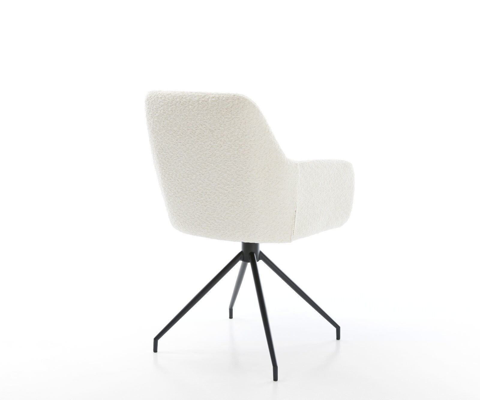 Chaise-de-salle-à-manger Pejo-Flex bouclé blanc pied croisé conique noir ressorts ensachés 4
