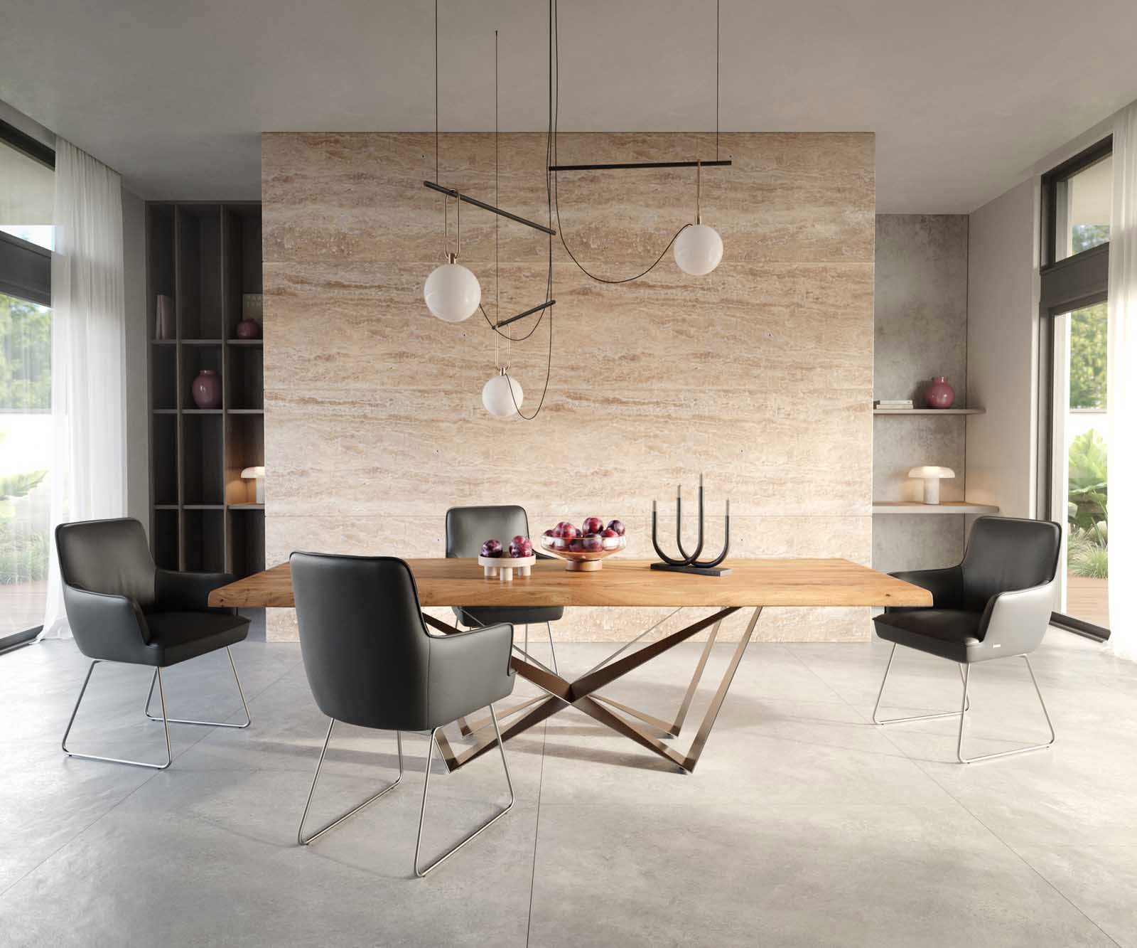 Esszimmerstuhl Heira-Flex mit Armlehnen Echt-Leder Schwarz Kufengestell Edelstahl Taschenfederkern 4 Esszimmerstuhl Heira-Flex mit Armlehnen Echt-Leder Schwarz Kufengestell Edelstahl Taschenfederkern 4