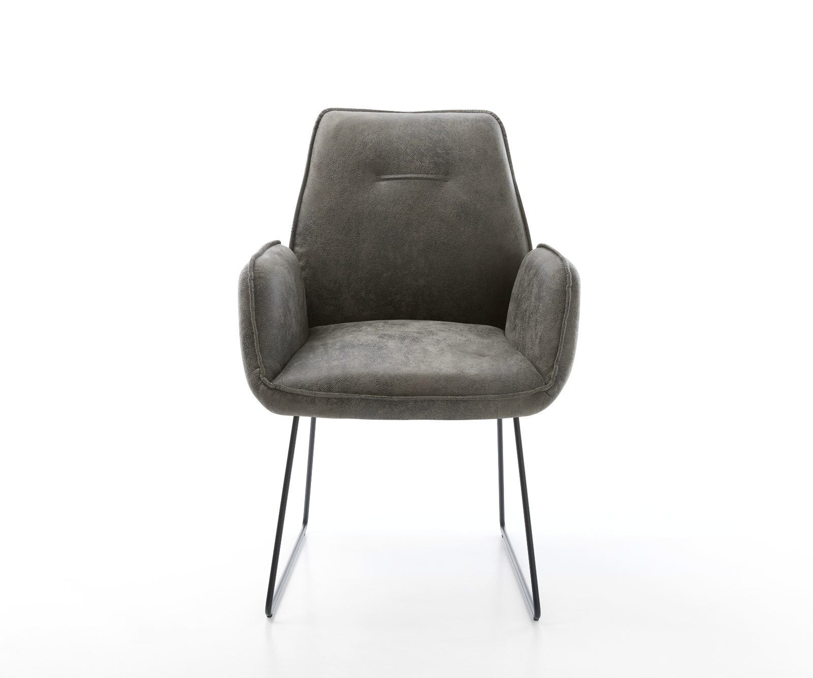 Chaise-de-salle-à-manger Zoa-Flex microvelours gris antique pied trapèze noir ressorts ensachés 1