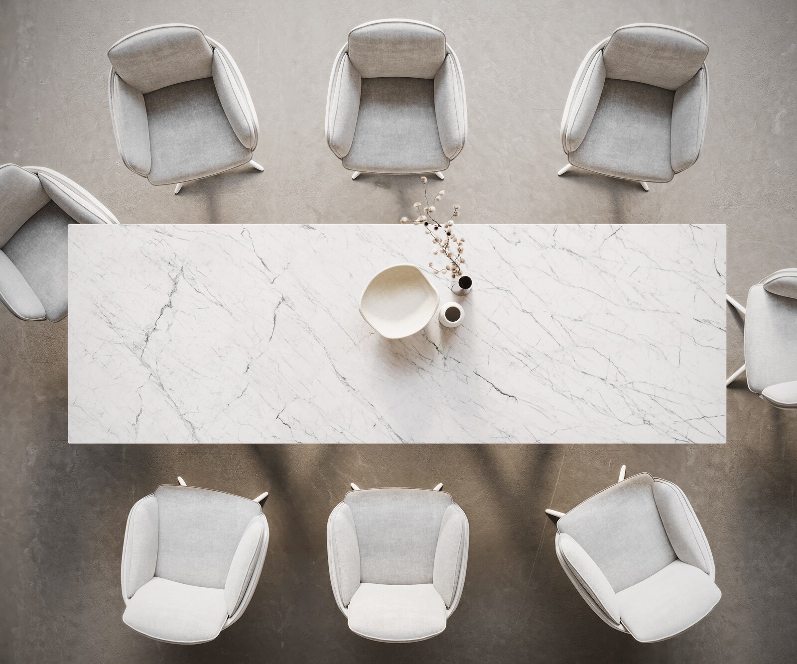Esstisch Edge 300x100 Keramik Laminam®Statuarietto Weiß Estelar rund Metall Weiß 5