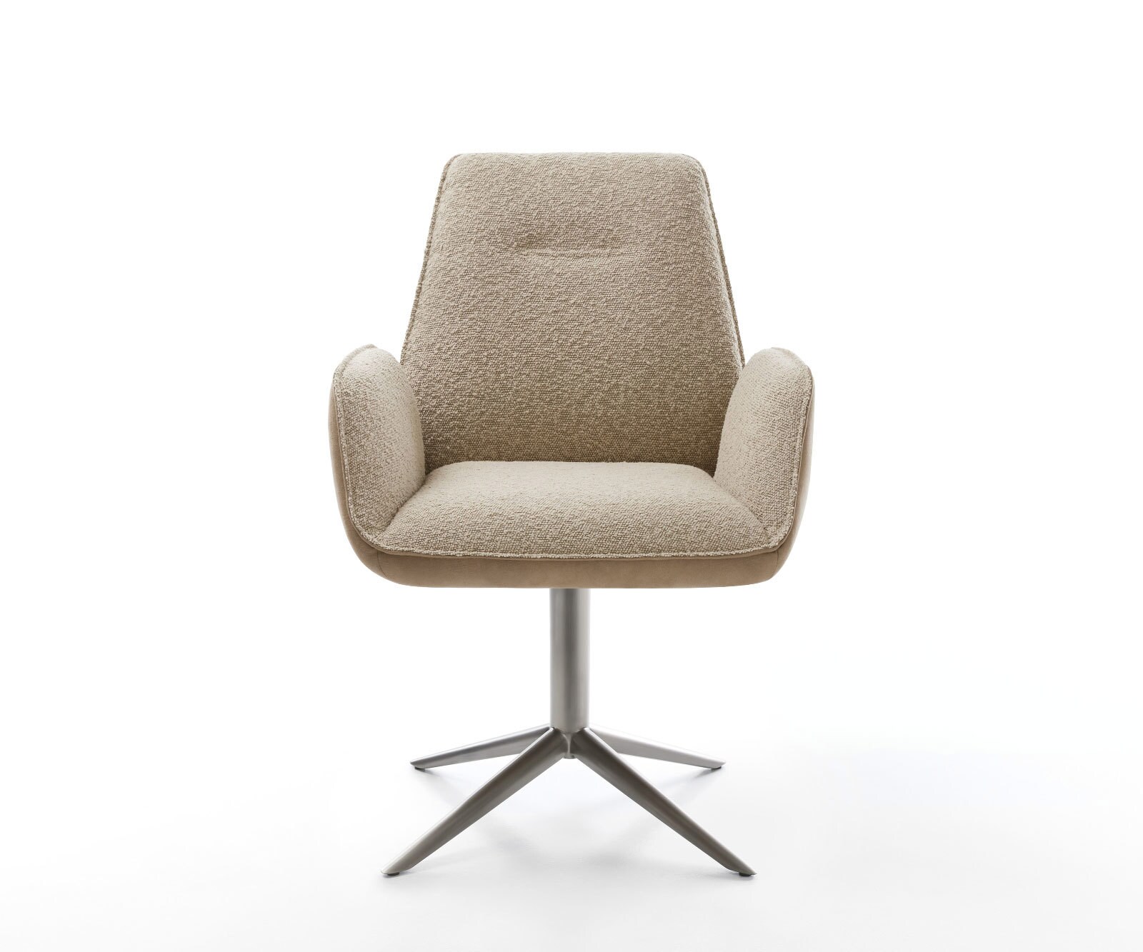 Chaise-pivotante Zoa-Flex tissu mixte couleur boue pied de chaise 4 branches acier inoxydable brossé pivotement sur 360° fonction bascule ressorts ensachés 2