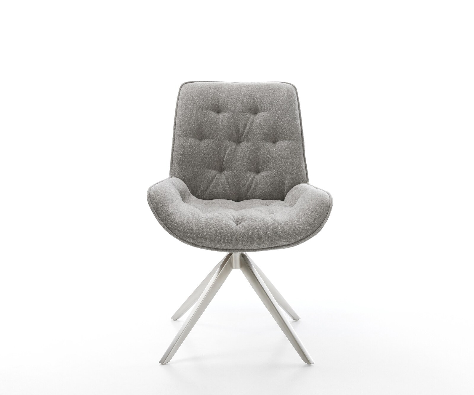 Drehstuhl Taimi-Flex Strukturstoff Soft Grau Kreuzgestell breit Edelstahl 360° drehbar Wippfunktion 1
