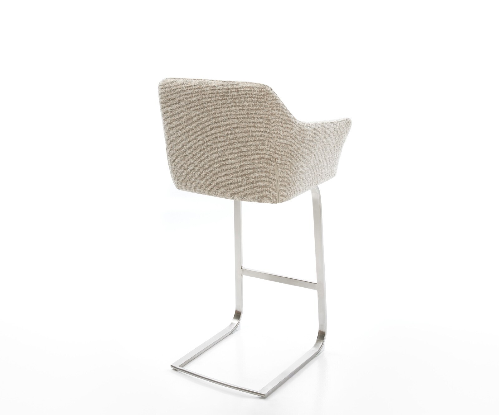 Chaise-de-bar Yulo-Flex Tissu tissé doux Beige Pied cantilever acier inoxydable Argent 4
