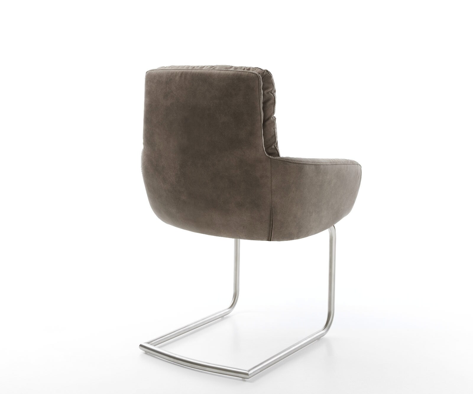Freischwinger Abelia-Flex mit Armlehnen Mikrofaser Taupe Vintage Freischwinger rund Edelstahl 4