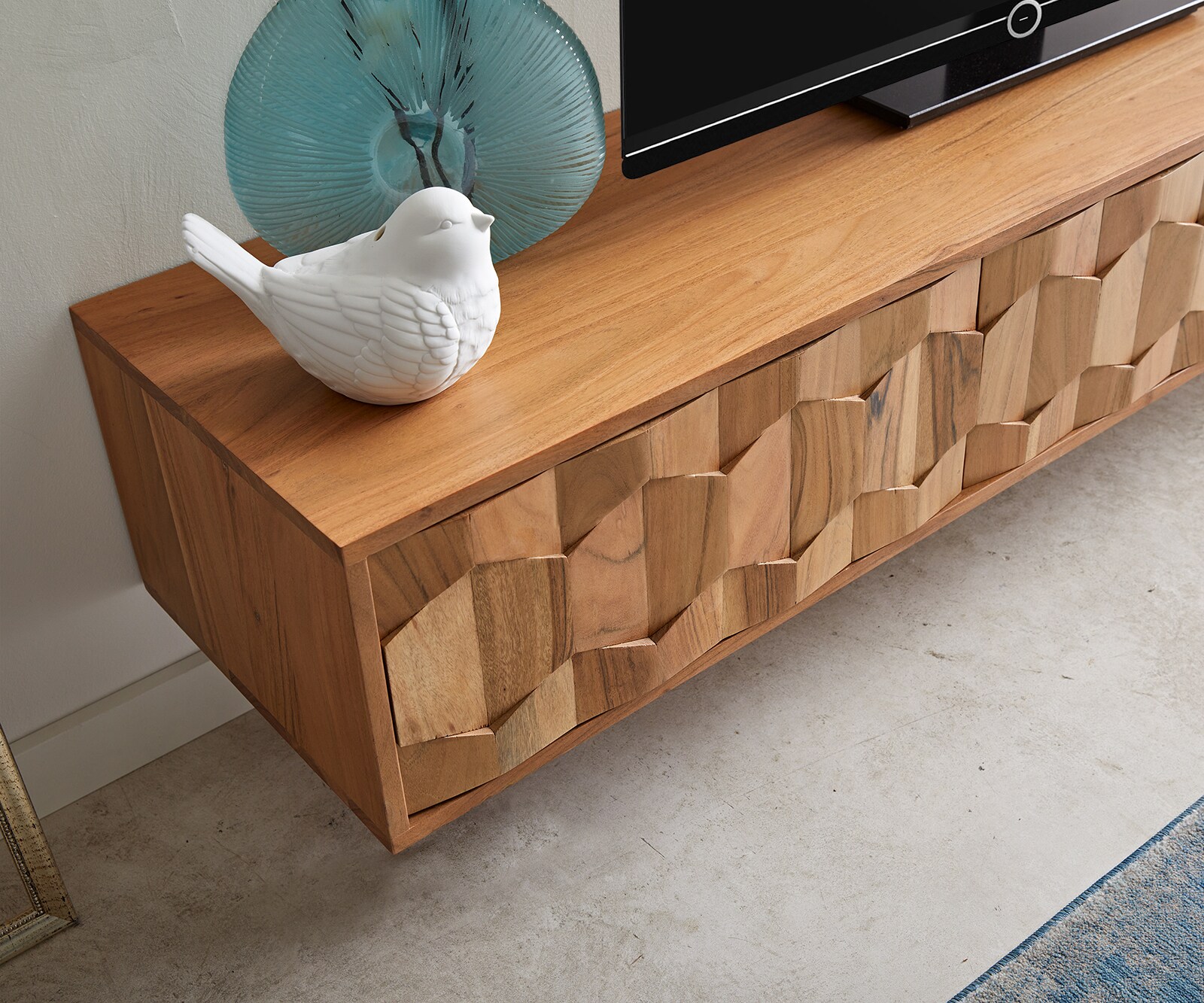 Buffet bas Fevo 160 cm acacia nature 2 portes flottant 4