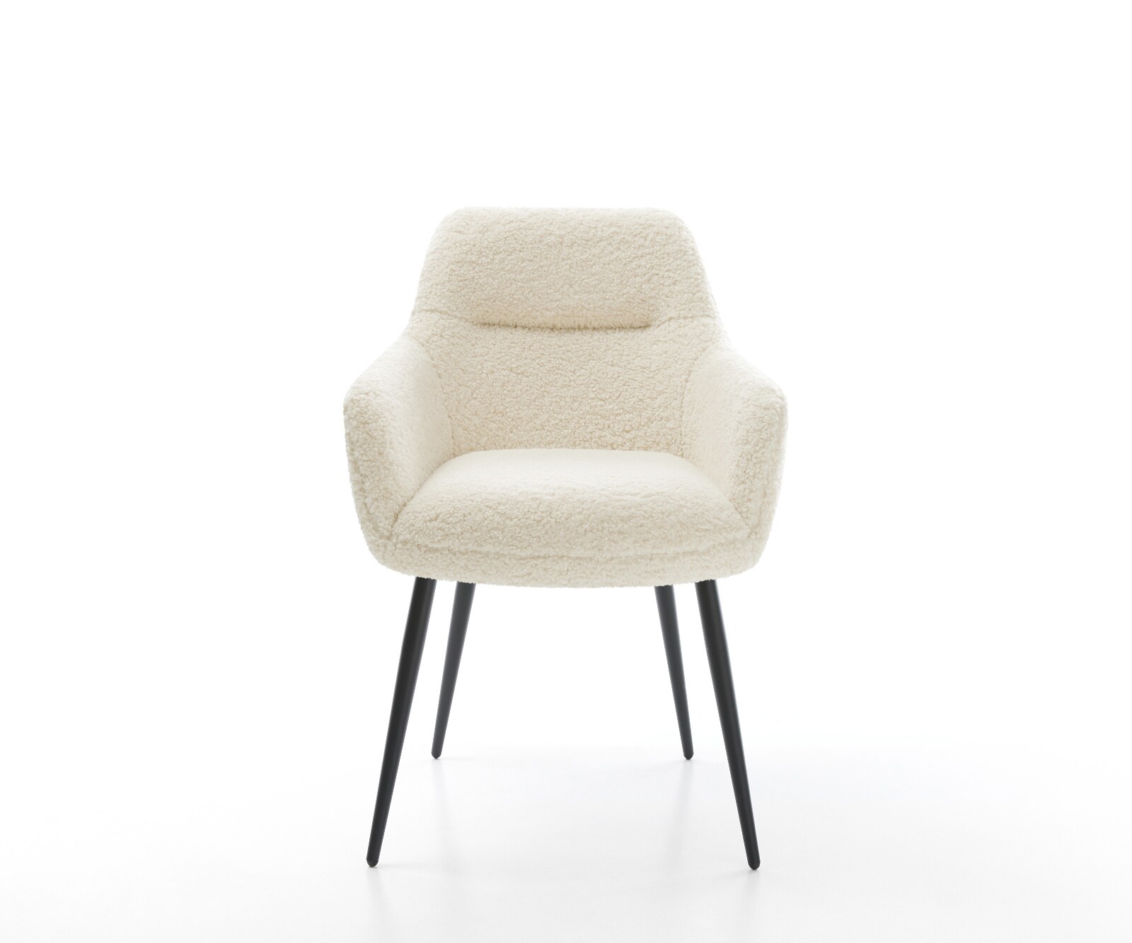 Esszimmerstuhl Pejo-Flex Teddystoff Beige 4-Fuß konisch Schwarz Taschenfederkern 2