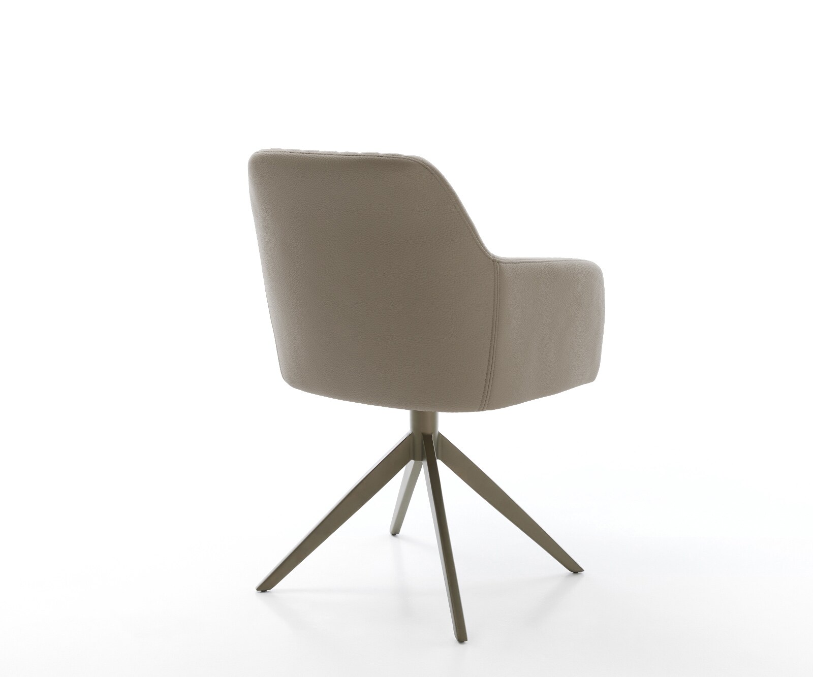 Chaise-pivotante Greg-Flex cuir de vache couleur boue pied croisé large aspect titane pivotement sur 360° fonction bascule ressorts ensachés 4