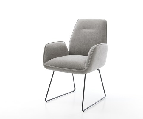 Esszimmerstuhl Zoa-Flex Strukturstoff Soft Grau Kufengestell Schwarz Taschenfederkern