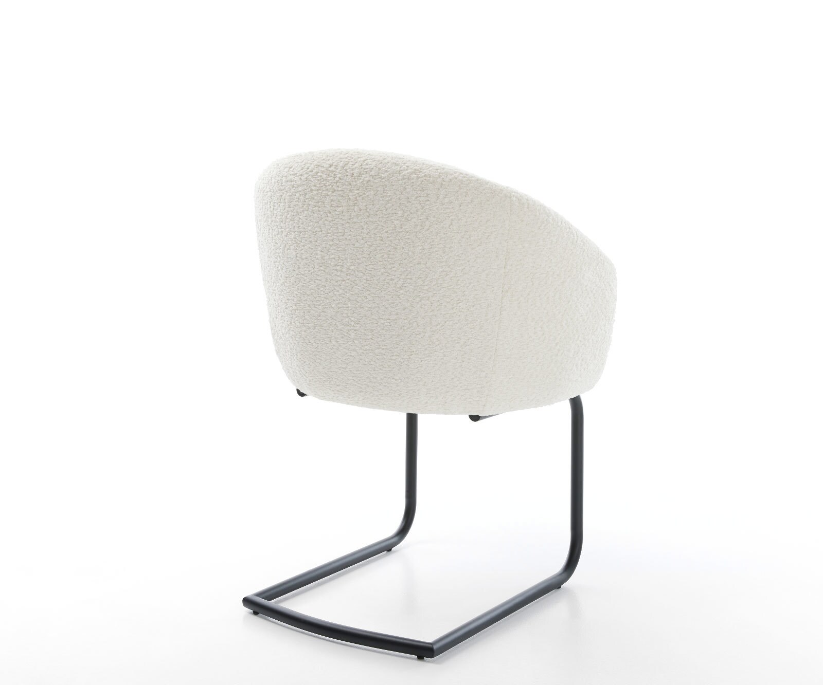 Cantilever Caja-Flex avec accoudoirs bouclé blanc pied cantilever rond noir ressorts ensachés 5