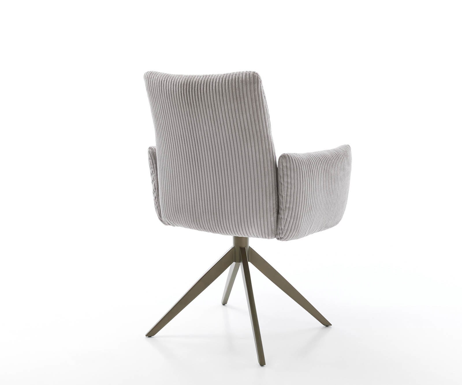 Drehstuhl Jova-Flex mit Armlehnen Cord Silbergrau Kreuzgestell breit Effektfinish Titan 360° drehbar Taschenfederkern 4