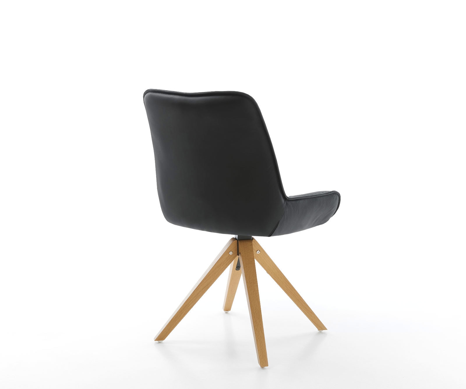 Chaise-de-salle-à-manger Taimi-Flex cuir de vache noir pied en bois angulaire naturel 5