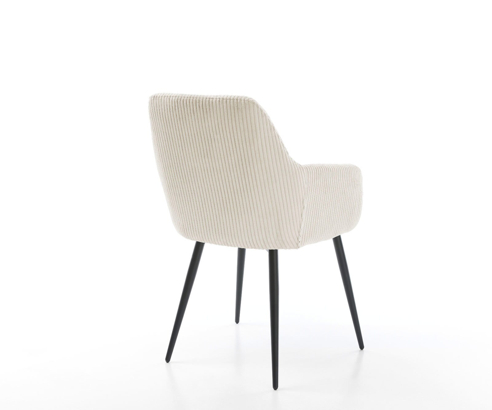 Chaise-de-salle-à-manger Pejo-Flex côtelé beige vintage 4 pieds coniques noir ressorts ensachés 4