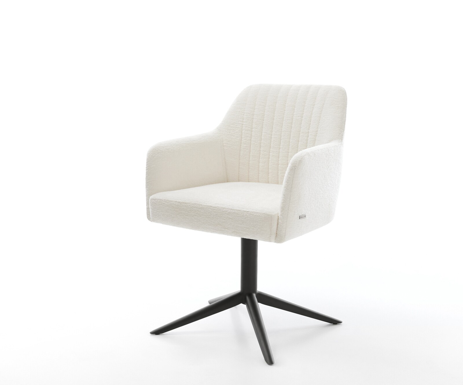 Drehstuhl Greg-Flex Bouclé Soft Beige Fußkreuz Schwarz 360° drehbar Wippfunktion Taschenfederkern