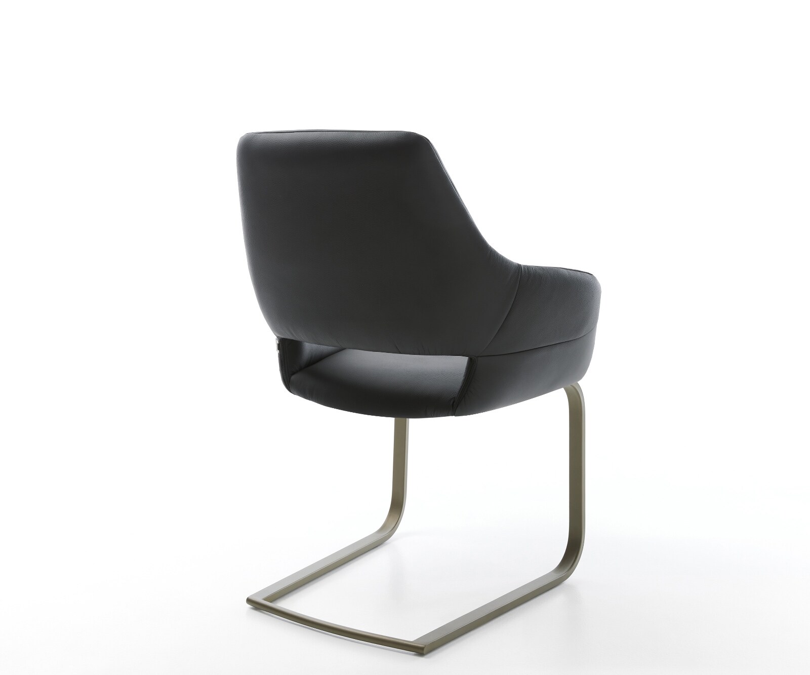 Cantilever Yago-Flex avec accoudoirs cuir de vache noir pied cantilever plat aspect titane ressorts ensachés 5