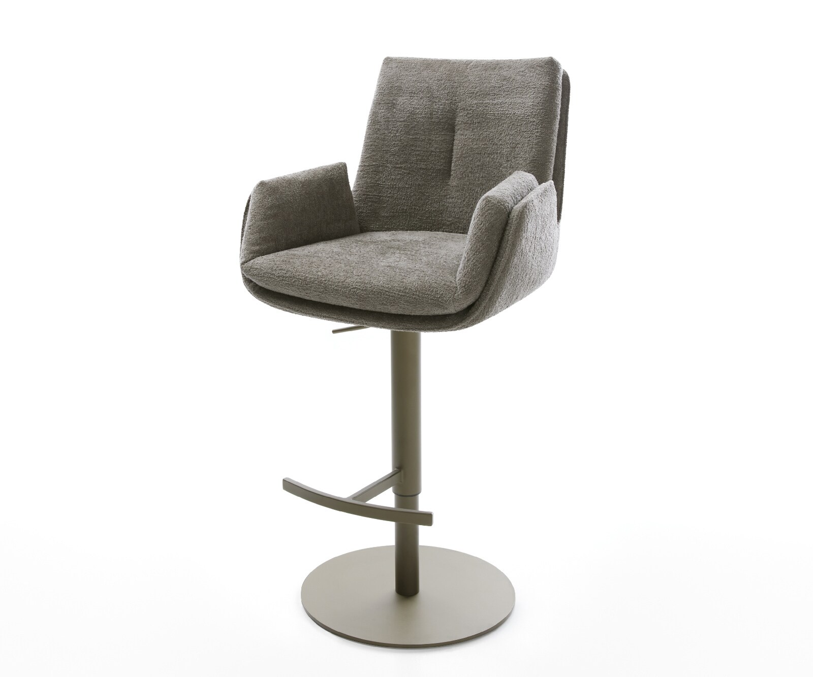 Chaise-de-bar Clea-Flex Bouclé doux Boue Pied pivotant réglable en hauteur couleur titane Couleur titane 1