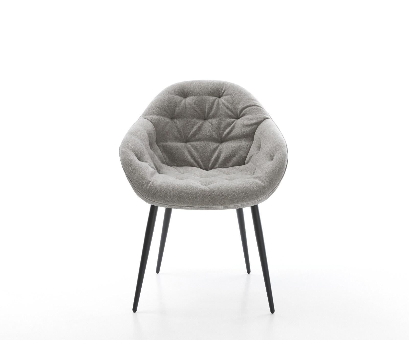 Chaise-de-salle-à-manger Gaio-Flex tissu structuré doux gris 4 pieds coniques noir 2