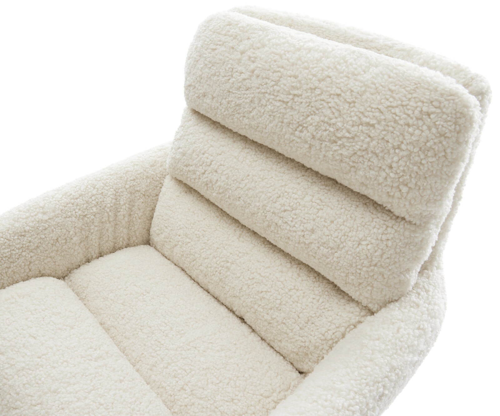 Chaise-de-salle-à-manger Abelia-Flex avec accoudoirs tissu teddy beige 4 pieds coniques noir 3