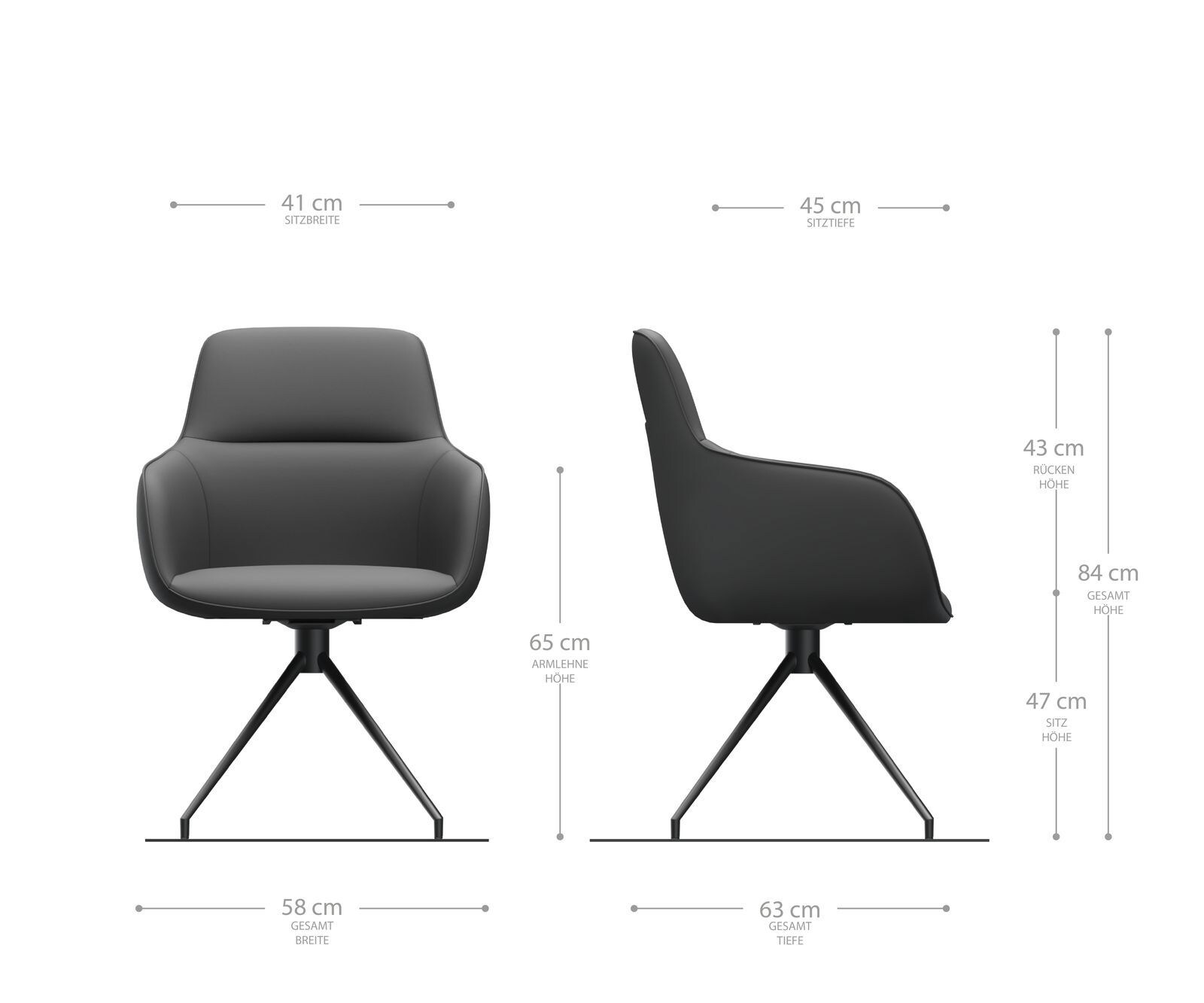 Chaise-pivotante Pejo-Flex brun antique cadre croisé conique noir pivote sur 180° 4