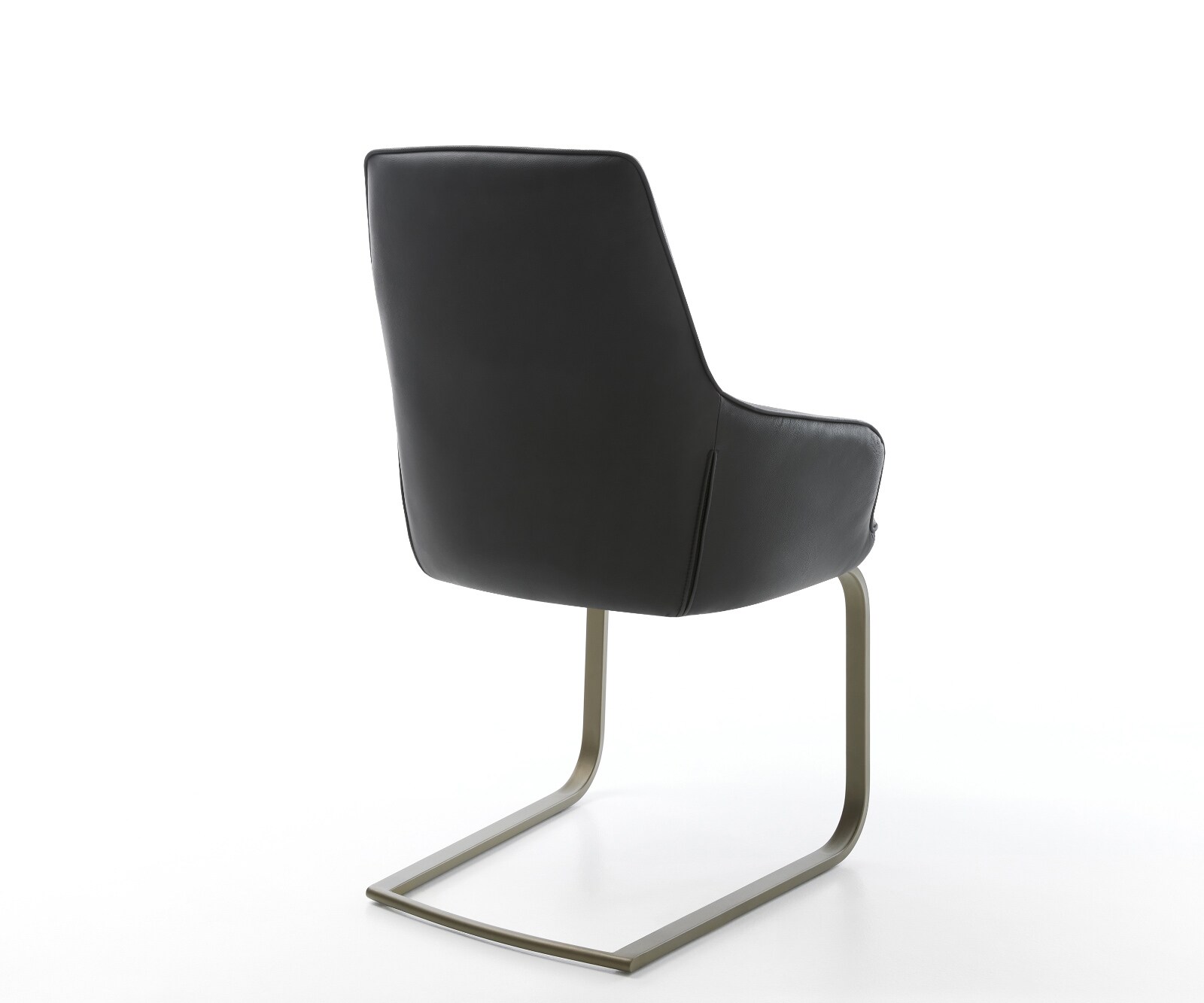 Cantilever Zelia-Flex avec accoudoirs cuir de vache noir pied cantilever plat aspect titane ressorts ensachés 5