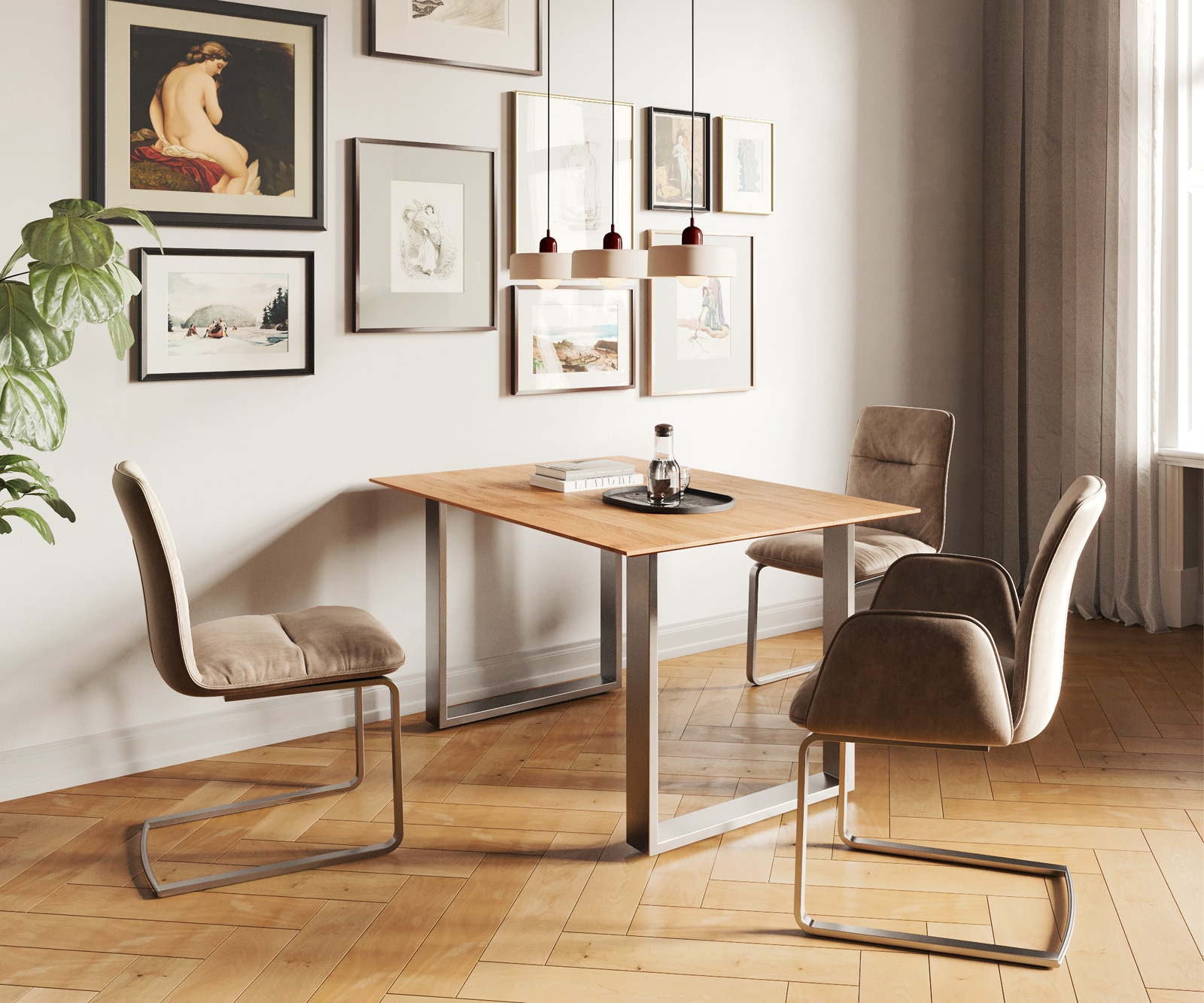 Esstisch Edge 140x90 Akazie Natur Edelstahl Schmal Schweizer Kante 5 Esstisch Edge 140x90 Akazie Natur Edelstahl Schmal Schweizer Kante 5