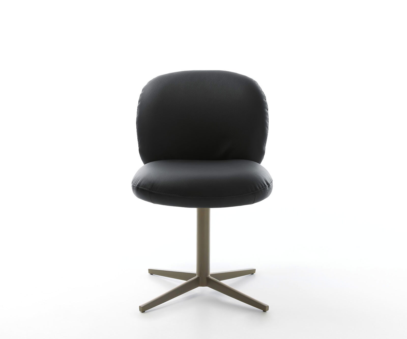 Drehstuhl Nube-Flex Echt-Leder Schwarz Fußkreuz Effektfinish Titan 360° drehbar Taschenfederkern 1