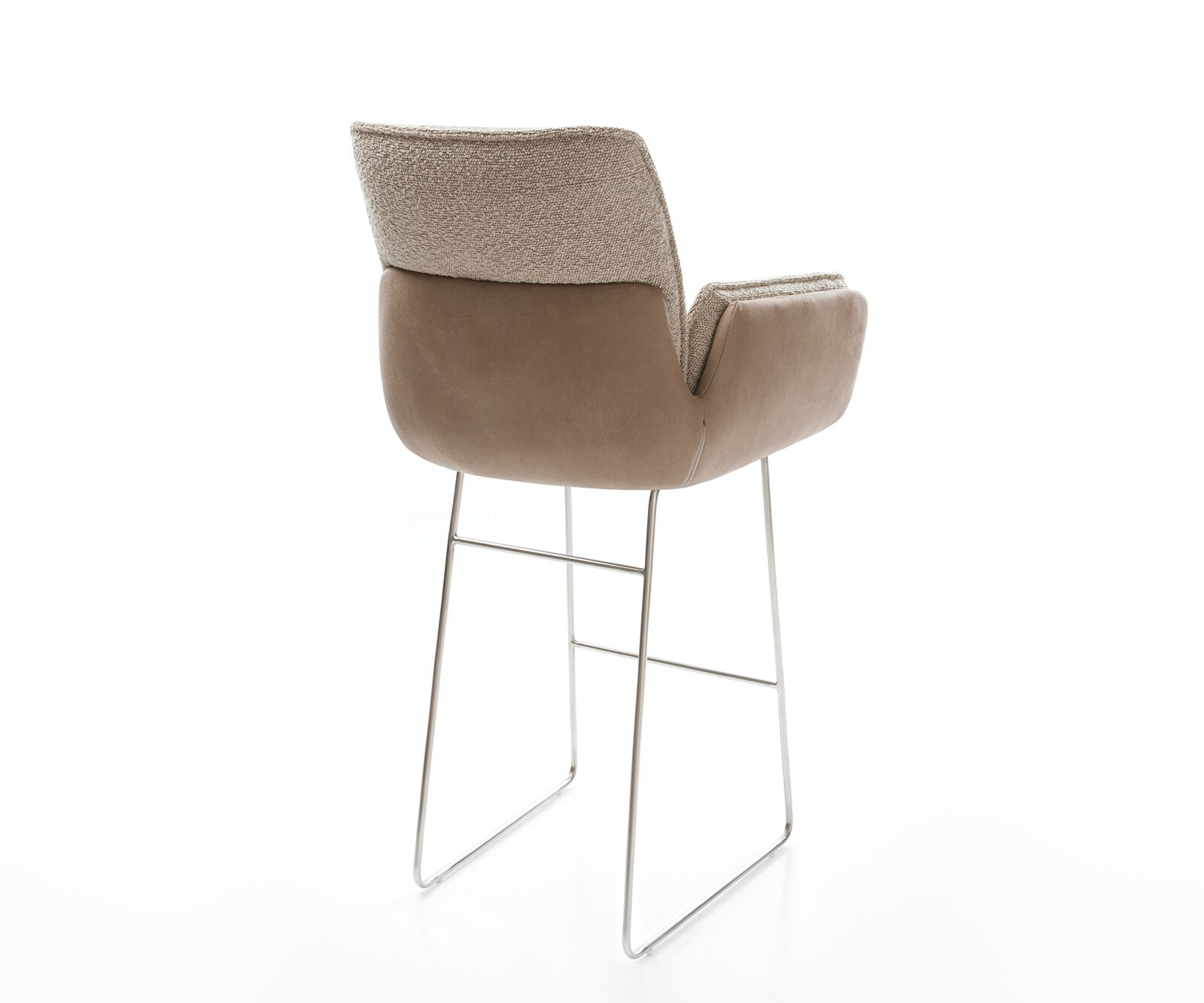 Chaise-de-bar Nela-Flex mélange de matériaux boue piétement traîneau acier inoxydable ressorts ensachés 3