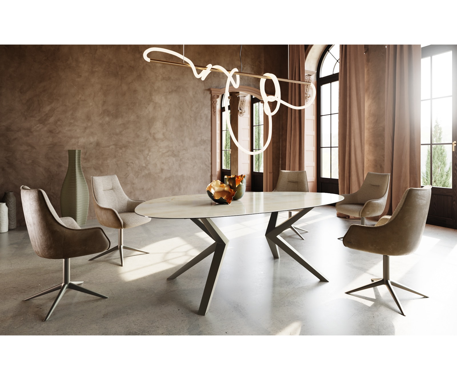 Esstisch Edge Oval 220x120 Keramik Iris FMG Onice Oro Zenthara kantig Metall Effektfinish Titan 4 Esstisch Edge Oval 220x120 Keramik Iris FMG Onice Oro Zenthara kantig Metall Effektfinish Titan 4