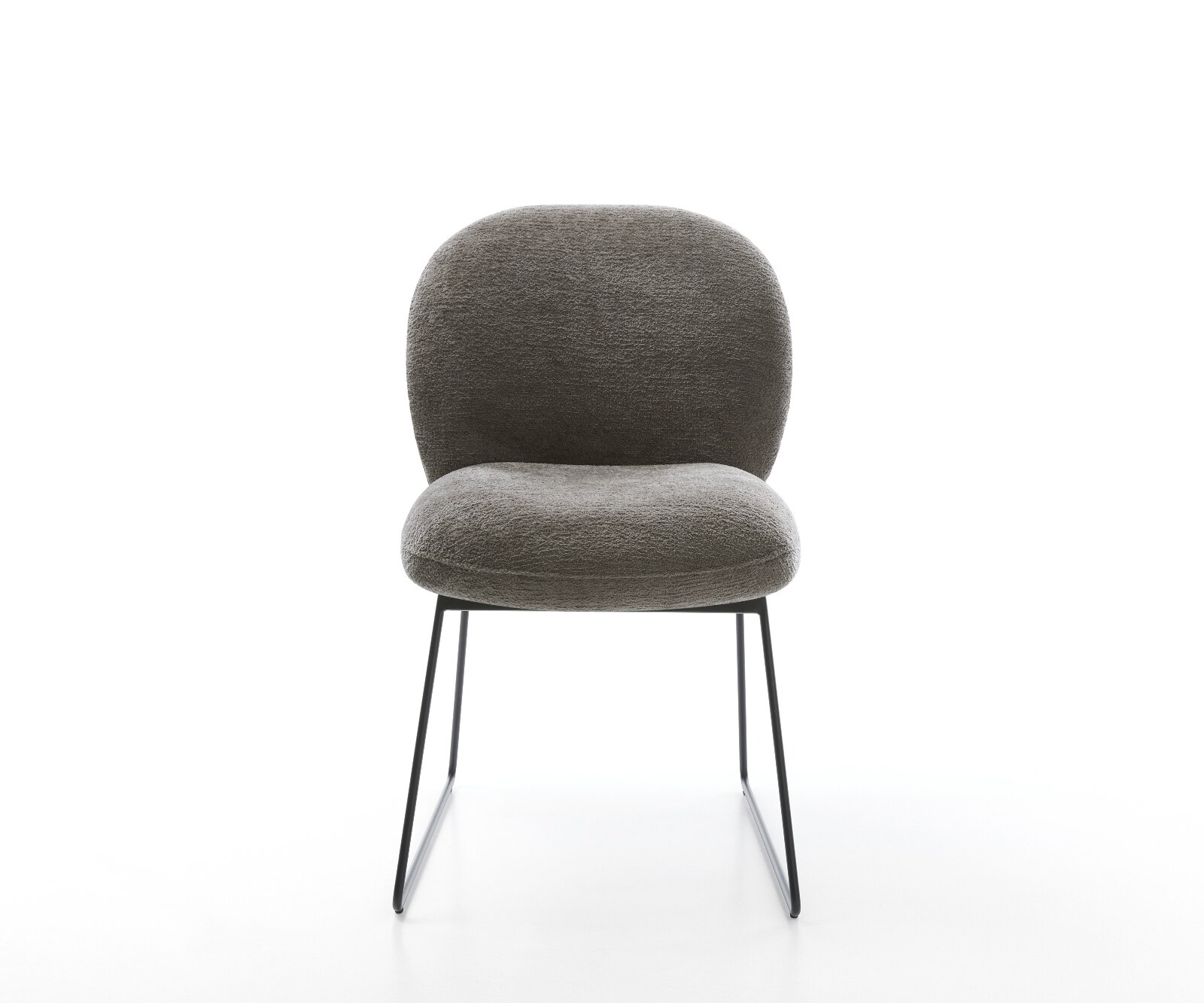 Chaise-de-salle-à-manger Nube-Flex bouclé doux couleur boue pied trapèze noir resorts ensachés 2