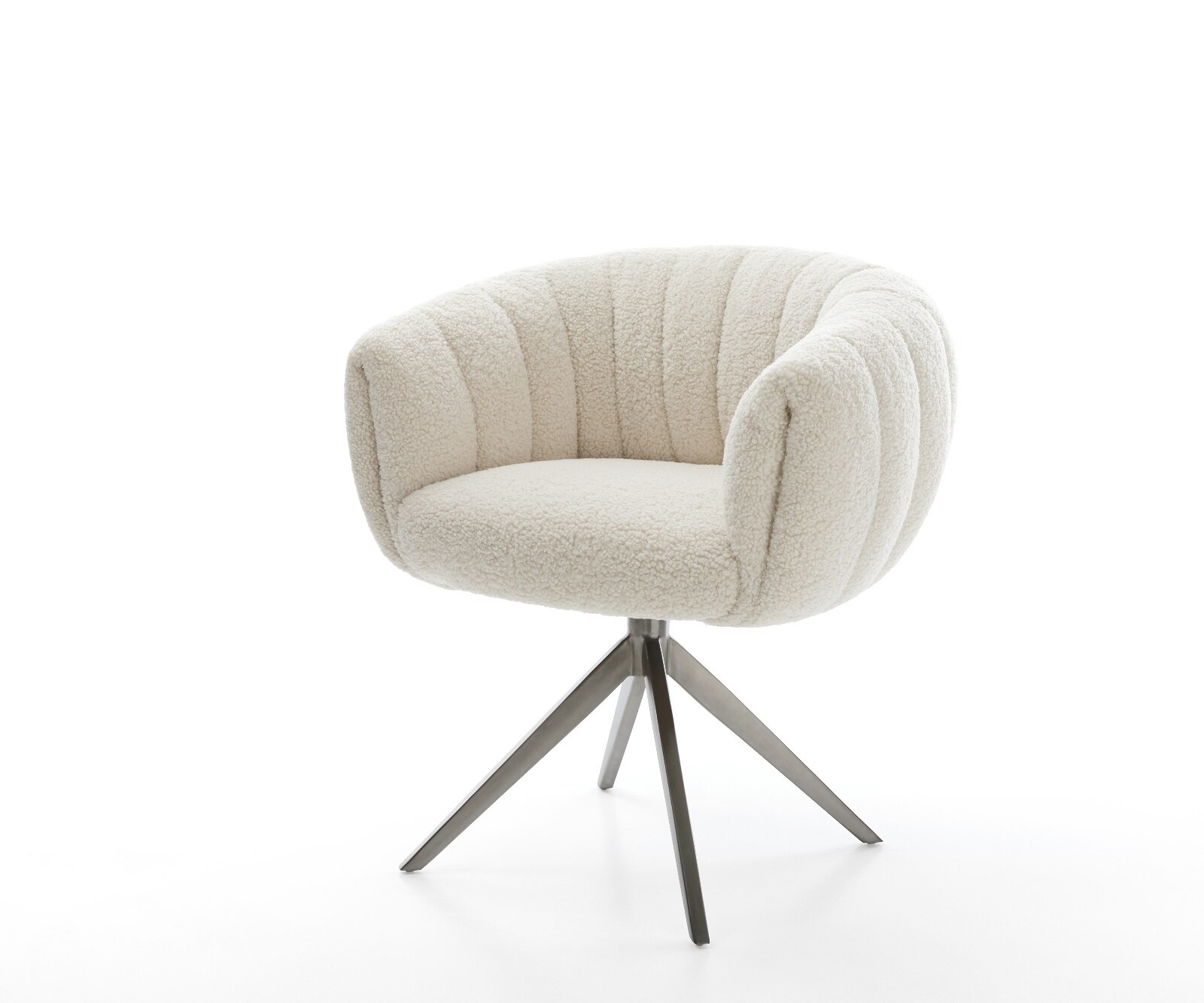 Chaise-pivotante Jada-Flex tissu teddy beige pied croisé large grafiete pivotement sur 360° fonction bascule ressorts ensachés 1