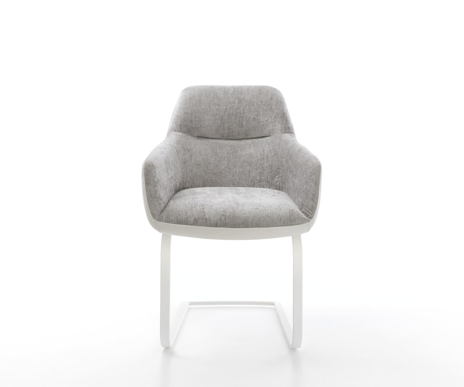 Cantilever Pejo-Flex tissu mixte cuir de vache blanc-gris argenté pied cantilever plat blanc ressorts ensachés 1 Cantilever Pejo-Flex tissu mixte cuir de vache blanc-gris argenté pied cantilever plat blanc ressorts ensachés 1