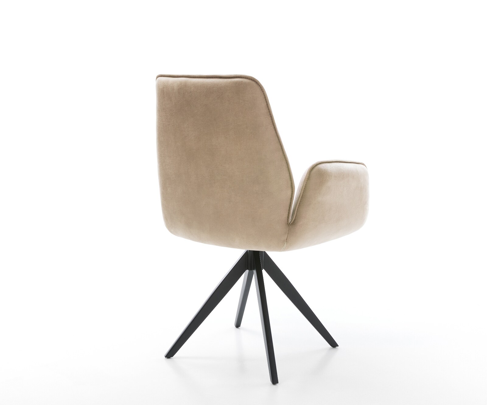 Esszimmerstuhl Zoa-Flex Mikrofaser Beige Vintage Kreuzgestell kantig Schwarz Taschenfederkern 5