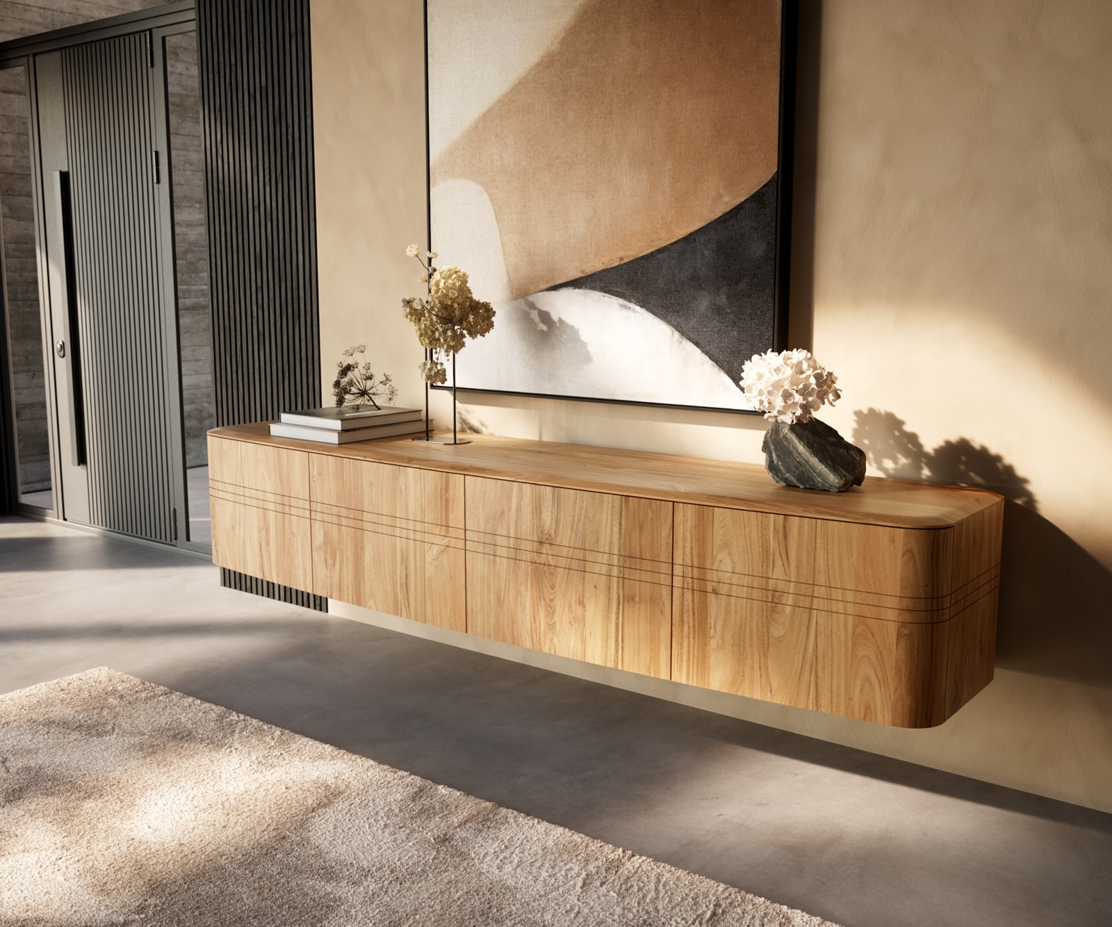 Lowboard Nagaru 220 cm Akazie Aura 4 Türen schwebend Lowboard Nagaru 220 cm Akazie Aura 4 Türen schwebend