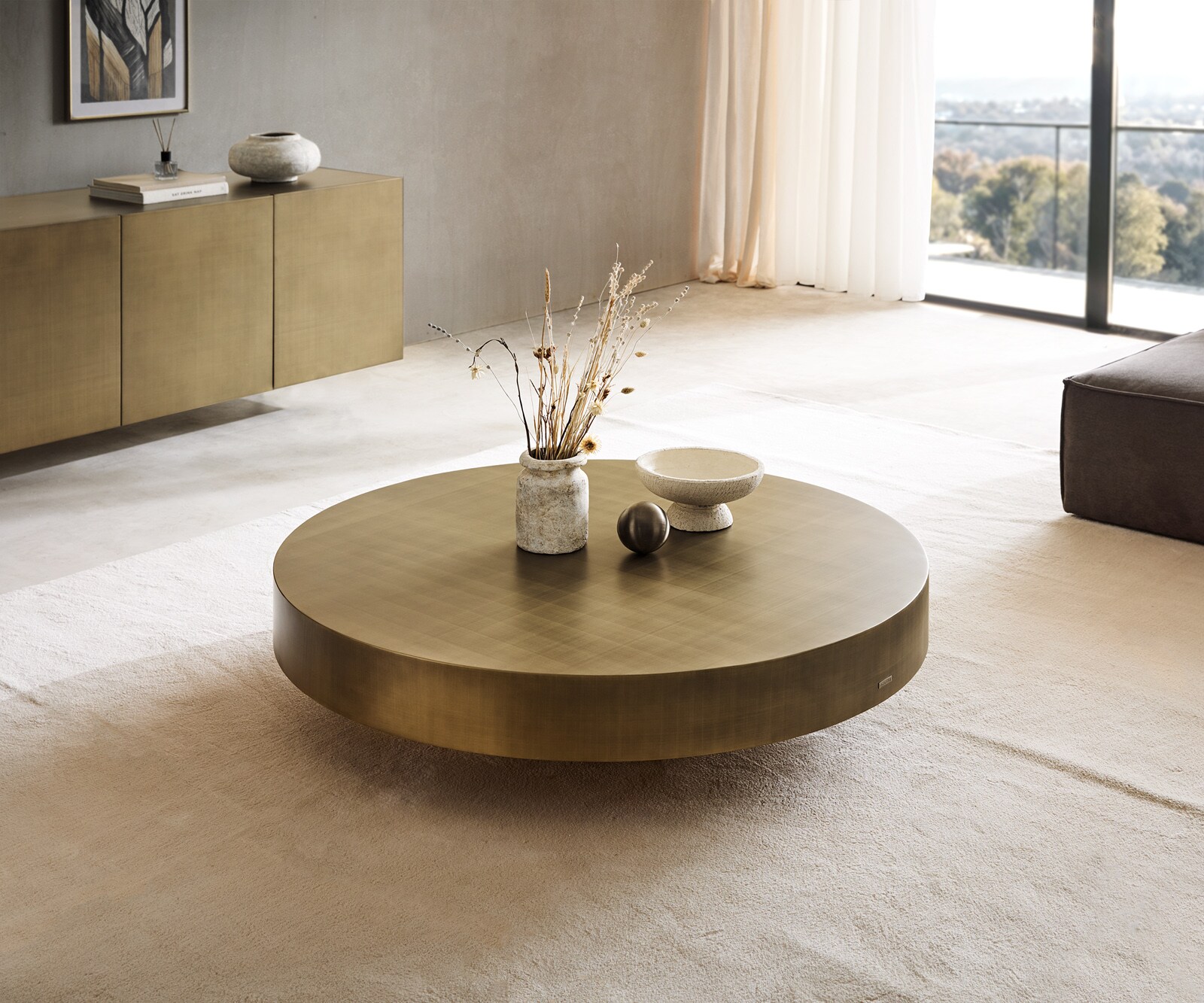 Table-basse Ryo 120x30 cm or métallique