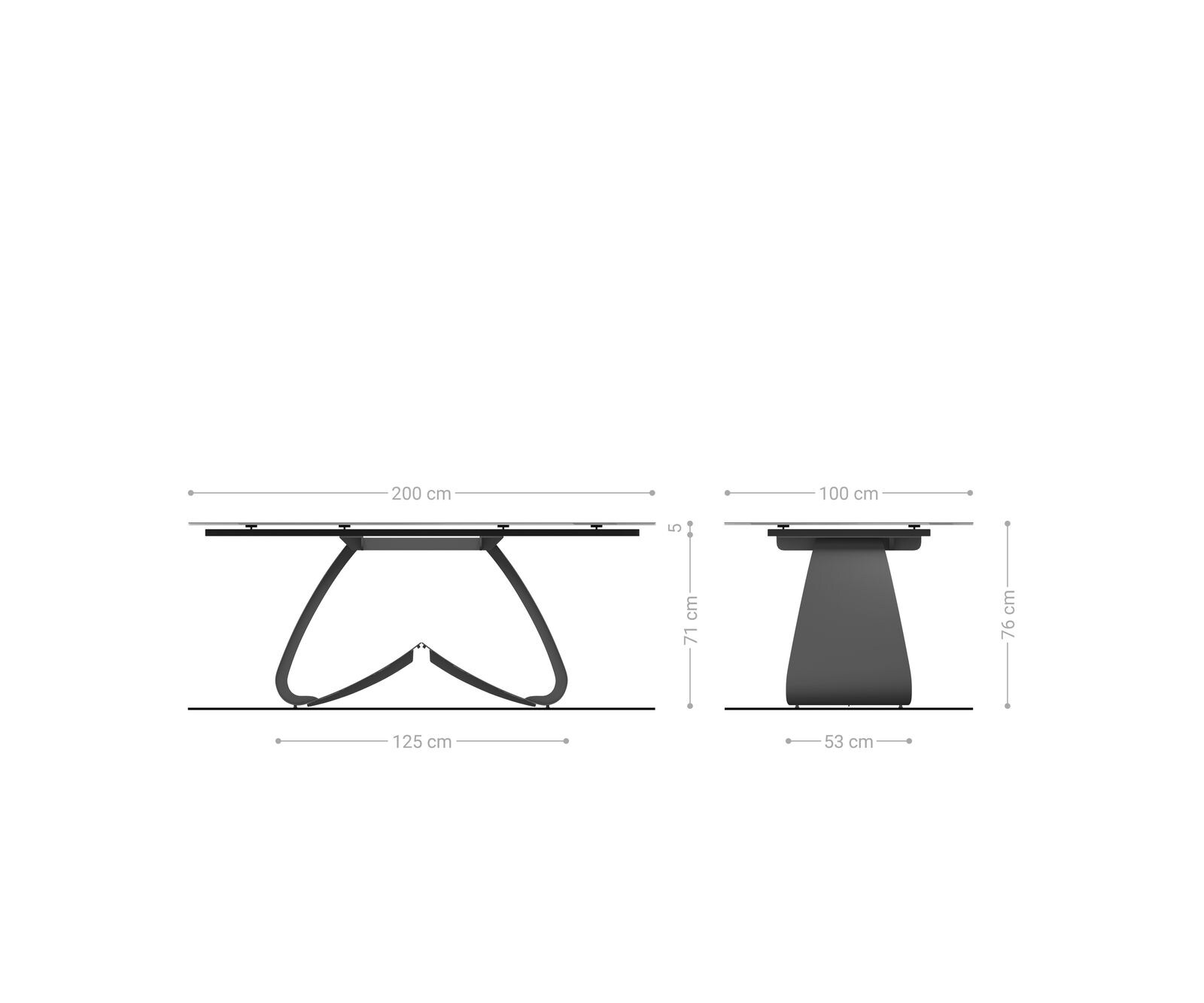 Esstisch Edge Boot 200x100 Keramik Laminam® Sabbia Eichefarbig W-Gestell Metall Schwarz 8