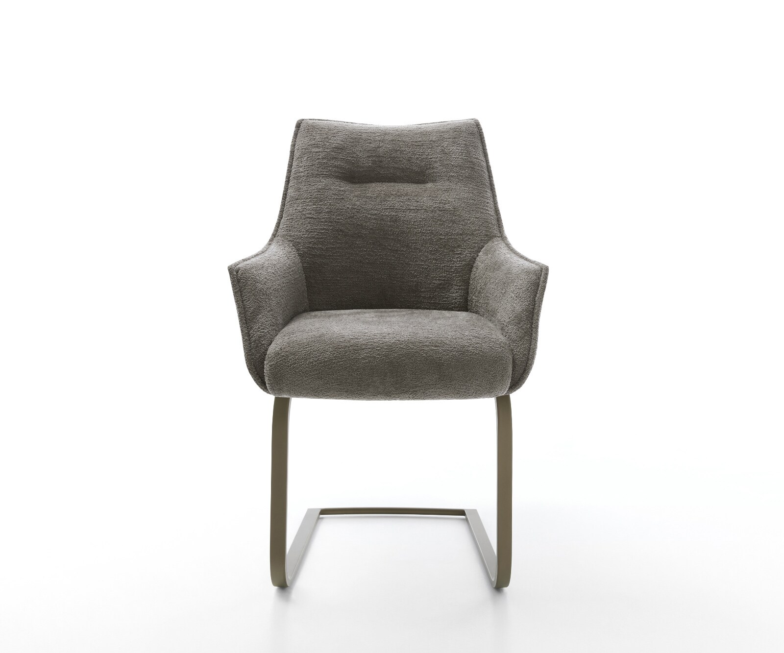 Cantilever Alja-Flex avec accoudoirs bouclé doux couleur boue pied cantilever plat aspect titane resorts ensachés 2