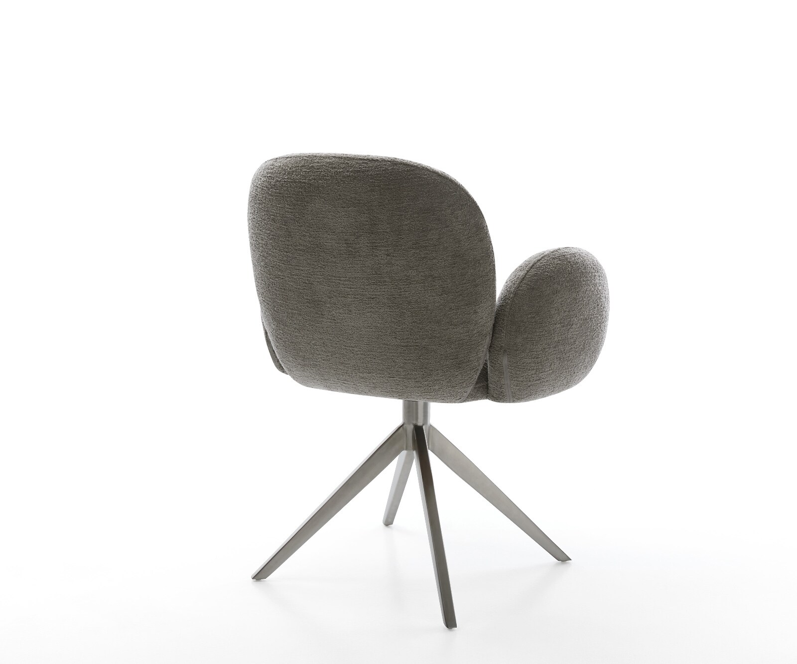 Chaise-pivotante Nube-Flex avec accoudoirs bouclé doux couleur boue pied croisé large grafiete pivotement sur 360° fonction bascule resorts ensachés 4