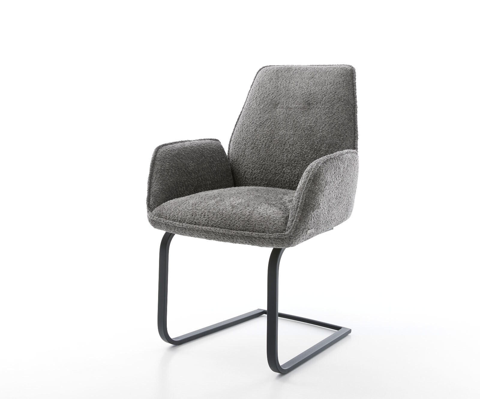 Schwingstuhl Zoa-Flex Bouclé Grau Freischwinger flach Schwarz
