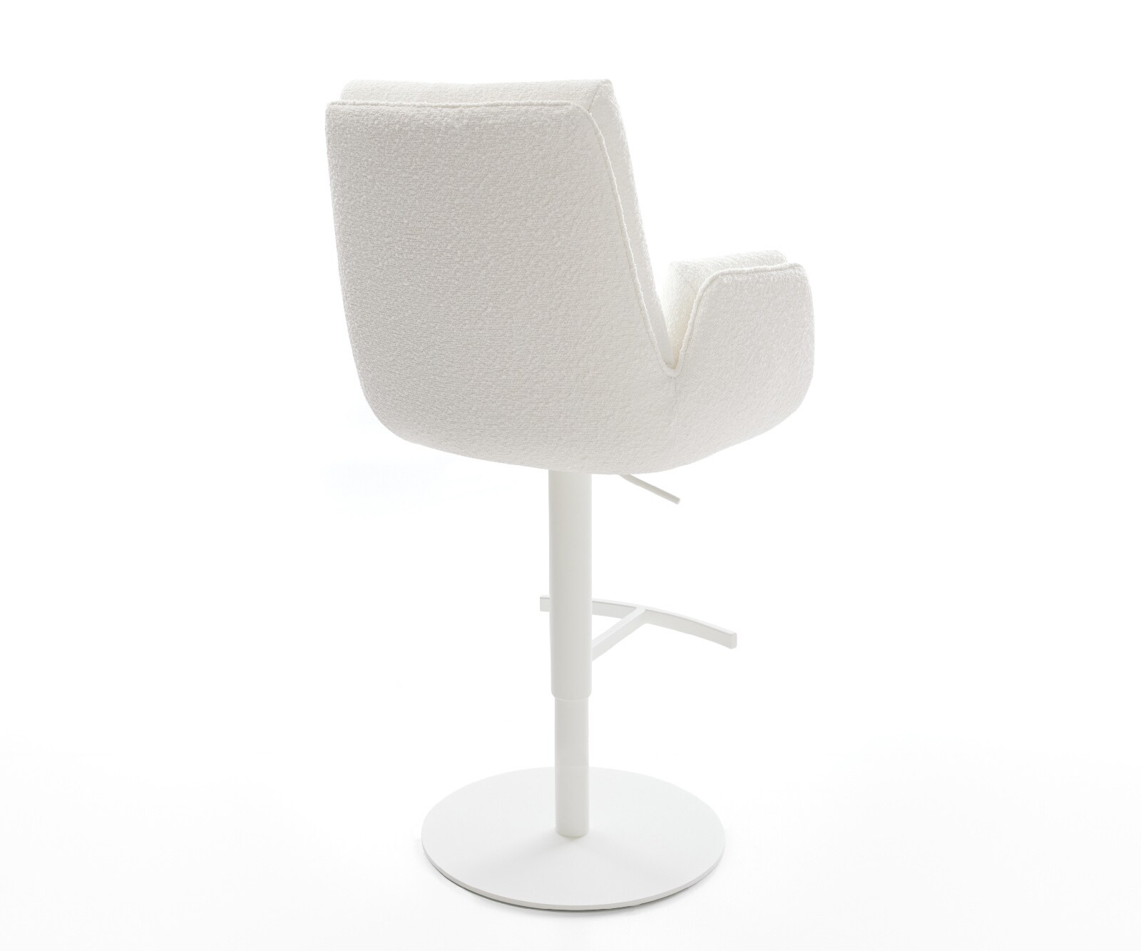 Barstuhl Clea-Flex Bouclé Creme-Weiß Drehfuß höhenverstellbar Metall Weiß 4