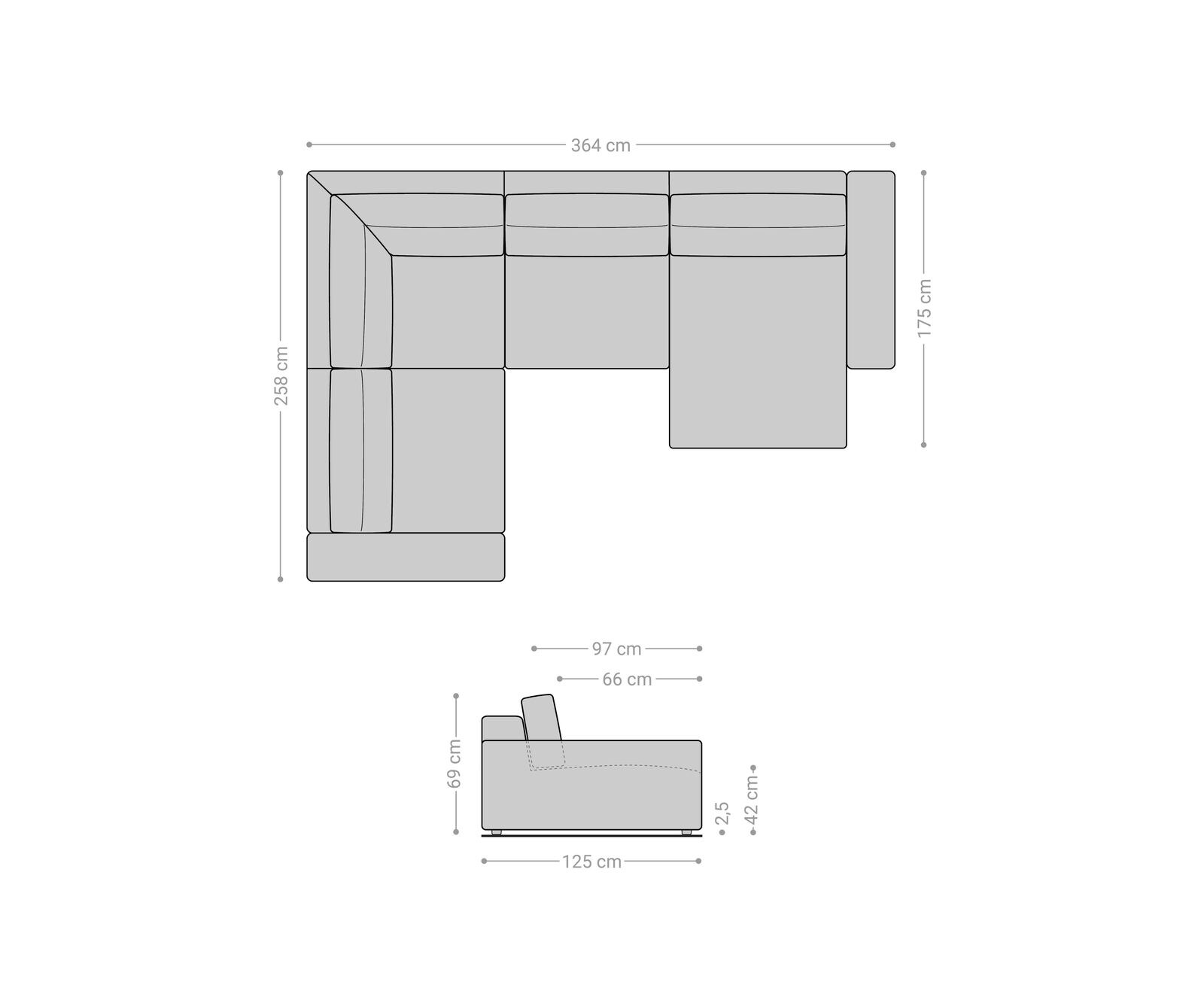 Wohnlandschaft Lanzo XL 360x260 cm Mikrofaser Khakibraun Recamiere variabel 6