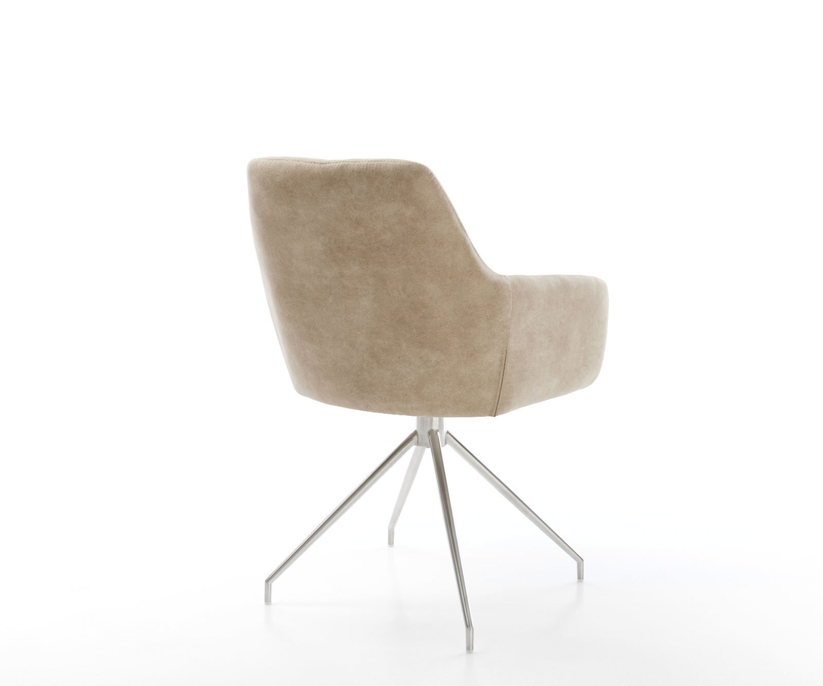 Esszimmerstuhl Pejo-Flex Mikrofaser Beige Vintage Kreuzgestell konisch Edelstahl Taschenfederkern 4