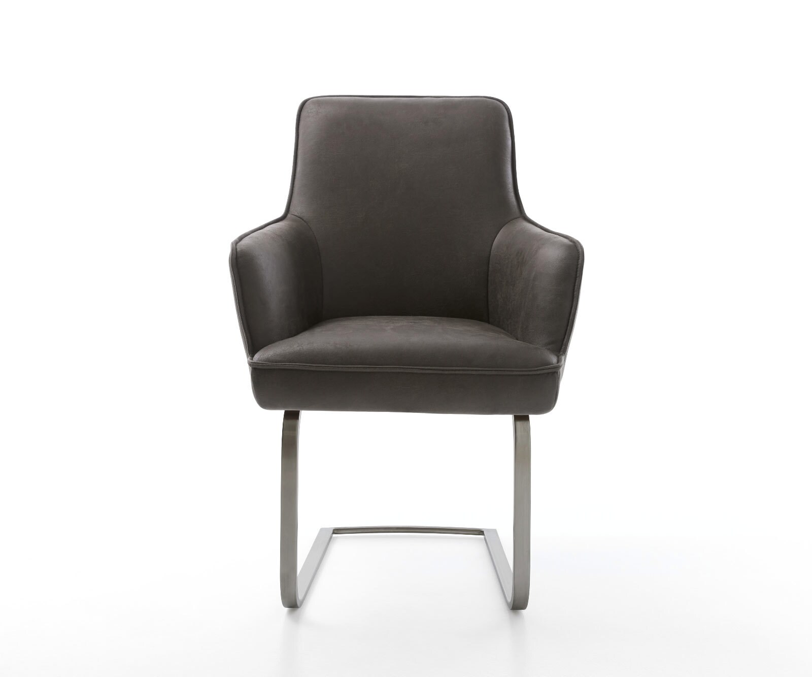 Freischwinger Heira-Flex mit Armlehnen Mikrofaser Anthrazit Vintage Freischwinger flach Graphit Taschenfederkern 1